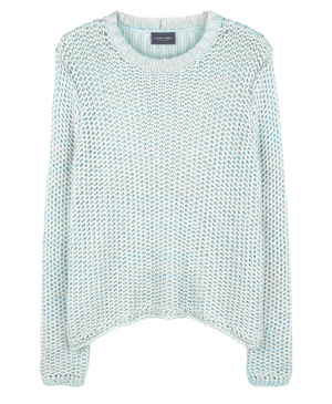 Maura Marled Chunky Crew | Ventana Blue & Almond Butter