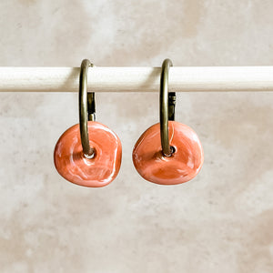 Terra Cotta Ceramic Wafer Hoop Earrings