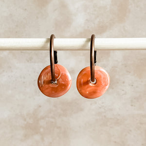 Terra Cotta Ceramic Wafer Hoop Earrings