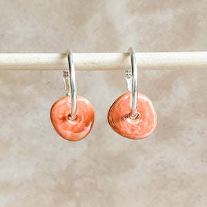 Terra Cotta Ceramic Wafer Hoop Earrings