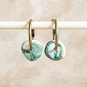 Tuscan Sunset Ceramic Wafer Hoop Earrings