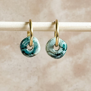 Tuscan Sunset Ceramic Wafer Hoop Earrings