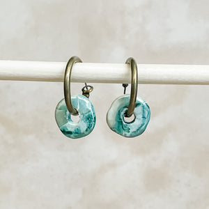 Tuscan Sunset Ceramic Wafer Hoop Earrings