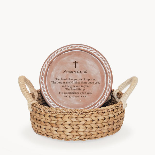 Handmade Bread Warmer & Wicker Basket - Bible Round: Design 2