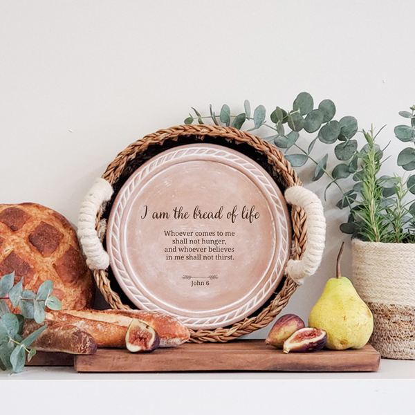Handmade Bread Warmer & Wicker Basket - Bible Round: Design 2