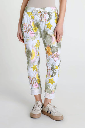 Collins Starfruit Stretch Tie Waist Pant | White | One Size