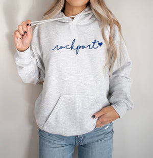 Custom Local Script Graphic Hoodie | L | ATHLETIC GRAY W/BLACK INK BLACK HEART