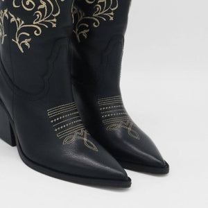 Paradise Western Cowboy Women's Boots in Black Leather: Black / Leather