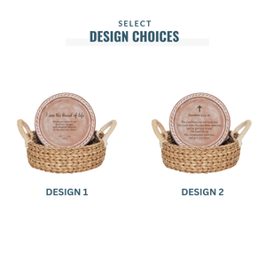 Handmade Bread Warmer & Wicker Basket - Bible Round: Design 1