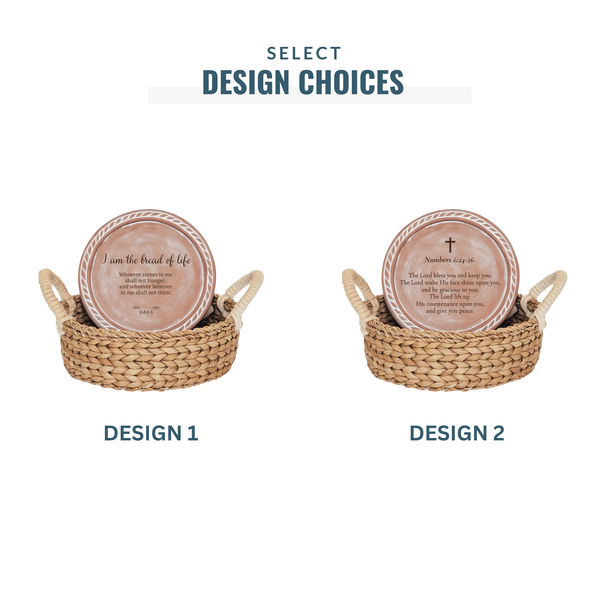 Handmade Bread Warmer & Wicker Basket - Bible Round: Design 2