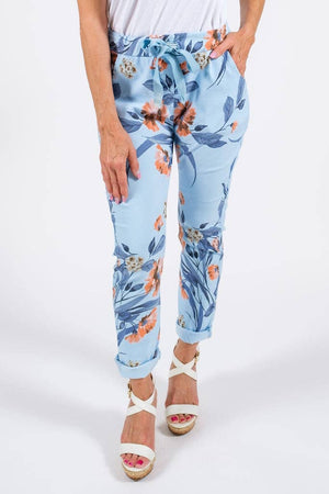Roseann Floral Print Pant | Sky Blue
