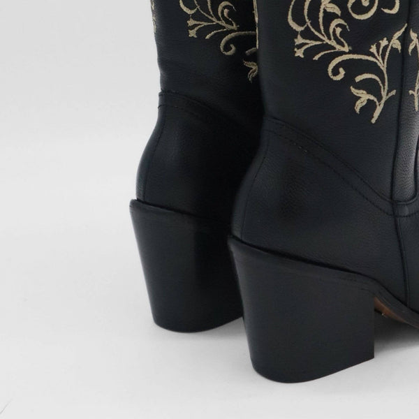 Paradise Western Cowboy Women's Boots in Black Leather: Black / Leather / 41  (US 10 / 10.5)