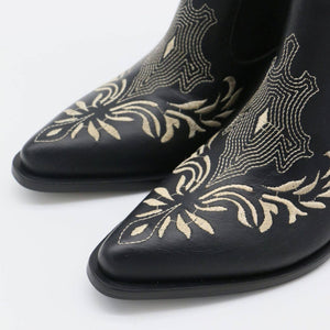 Joy western cowboy booties in black leather women's shoes: Black / 40  (US 9 / 9.5)