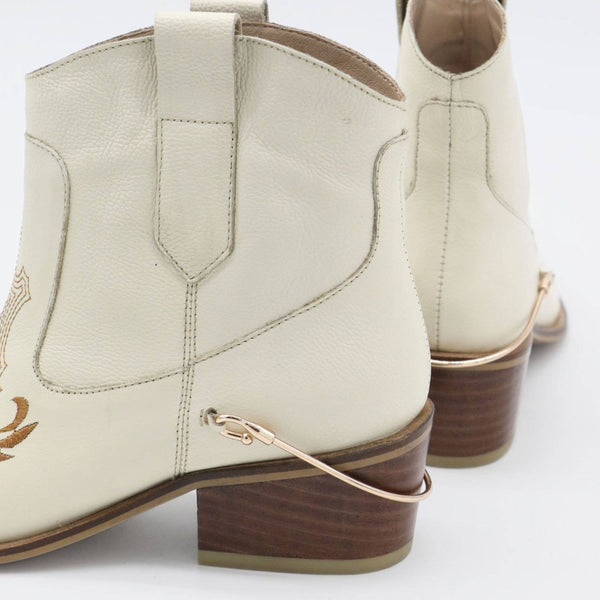 Joy western cowboy boots in off white leather women's shoes: Ivory / 39  (US 8 / 8.5)