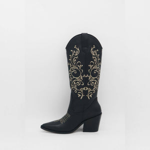 Paradise Western Cowboy Women's Boots in Black Leather: Black / Leather