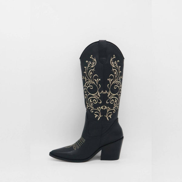 Paradise Western Cowboy Women's Boots in Black Leather: Black / Leather / 41  (US 10 / 10.5)