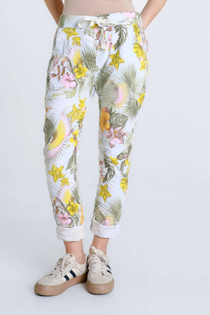 Collins Starfruit Stretch Tie Waist Pant | White | One Size