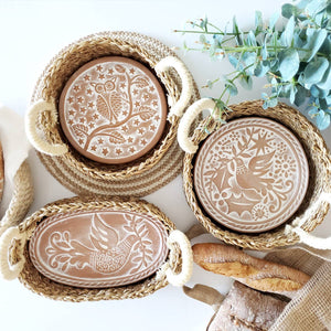 Handmade Bread Warmer & Wicker Basket - Bird Oval