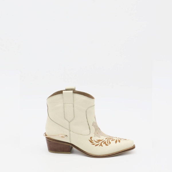 Joy western cowboy boots in off white leather women's shoes: Ivory / 38  (US 7 / 7.5)