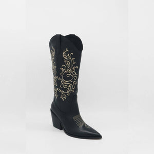 Paradise Western Cowboy Women's Boots in Black Leather: Black / Leather