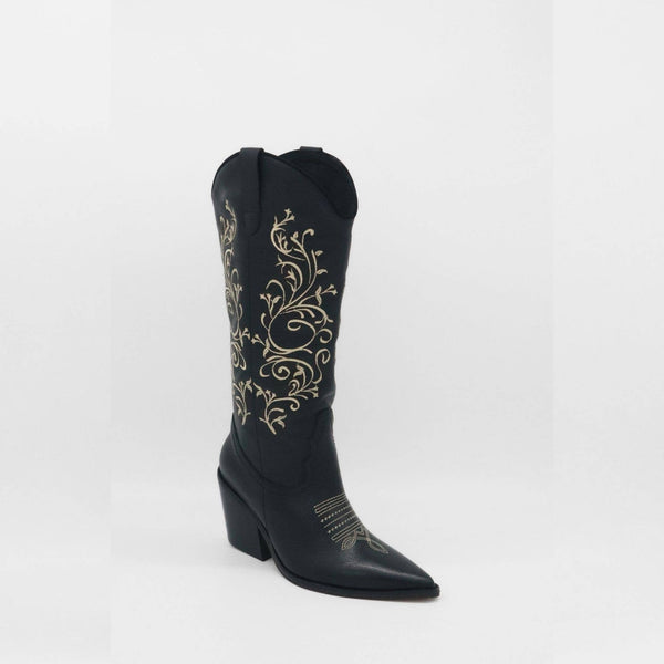 Paradise Western Cowboy Women's Boots in Black Leather: Black / Leather / 41  (US 10 / 10.5)