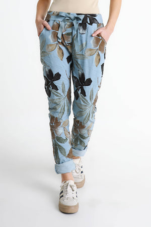 Collins Lily Leaf Stretch Tie Waist Pant | Jean | One Size