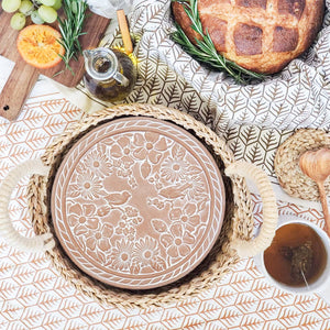 Handmade Bread Warmer & Wicker Basket - Garden Round