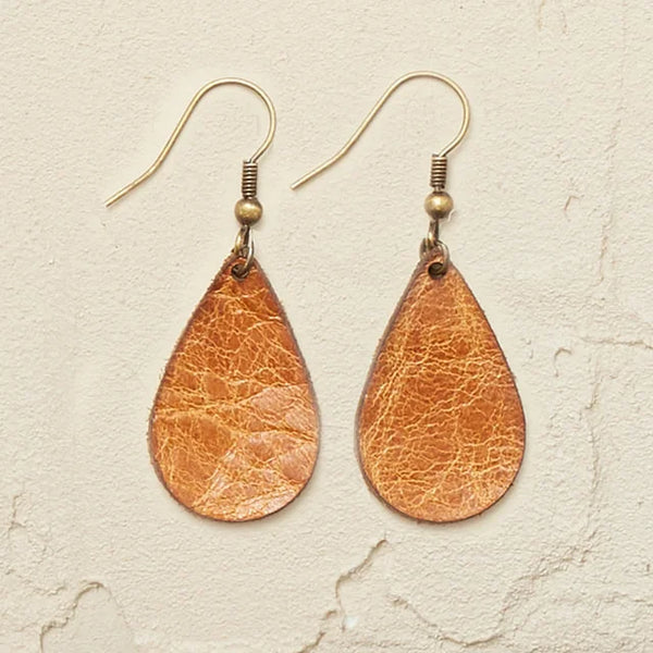 Leather Earrings - Small Teardrop