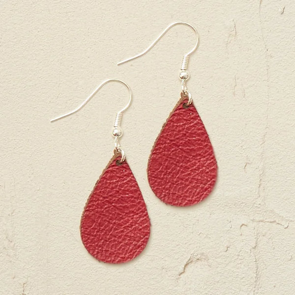 Leather Earrings - Small Teardrop