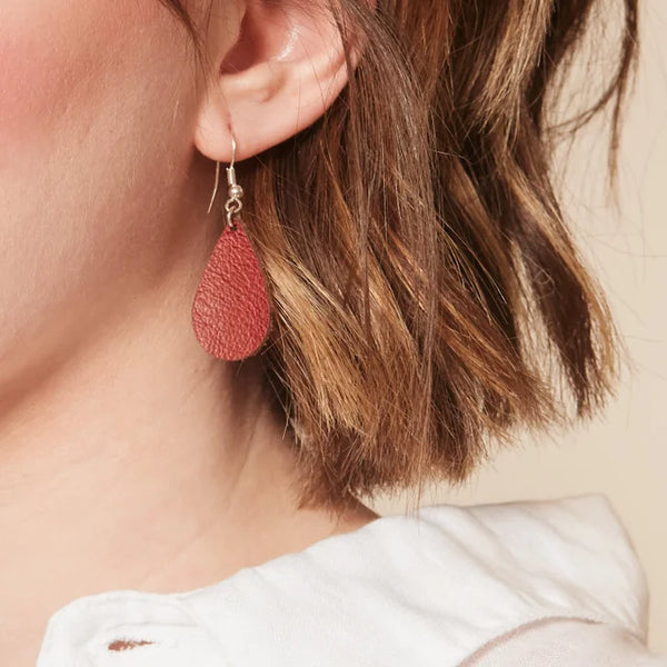 Leather Earrings - Small Teardrop