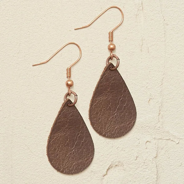 Leather Earrings - Small Teardrop