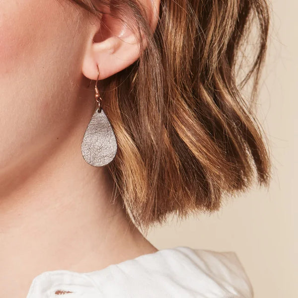 Lux Leather Earrings - Small Teardrop