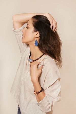 Lux Leather Earrings - Large Teardrop