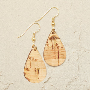 Lux Cork Earrings - Small Teardrops in Natural Colors