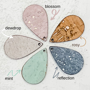 Lux Cork Earrings -Small Teardrops in Pastels