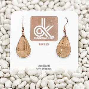 Lux Cork Earrings -Small Teardrops in Pastels