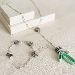 Earth/Water Element Ceramic Station Bracelet