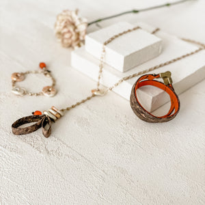 Fire Element Cork Two-Tone Double Wrap Bracelet