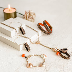 Fire Element Cork Two-Tone Double Wrap Bracelet