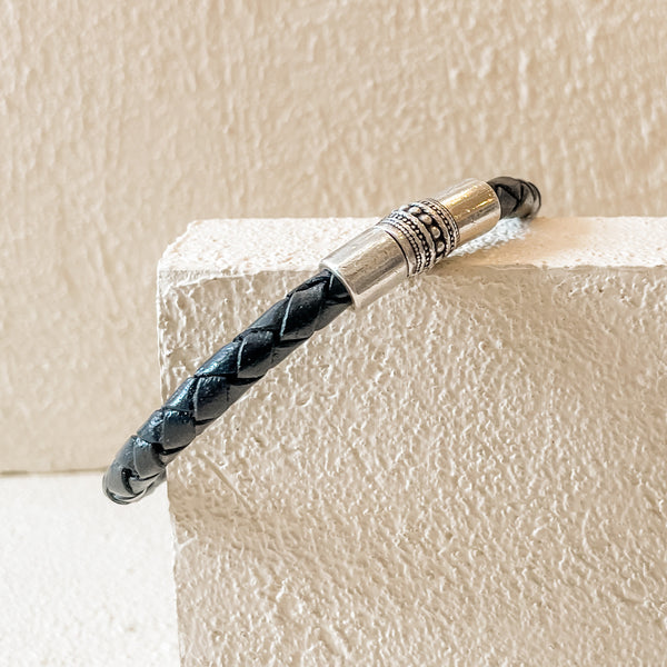 Luxury Leather Rope Bracelet - Caviar Black