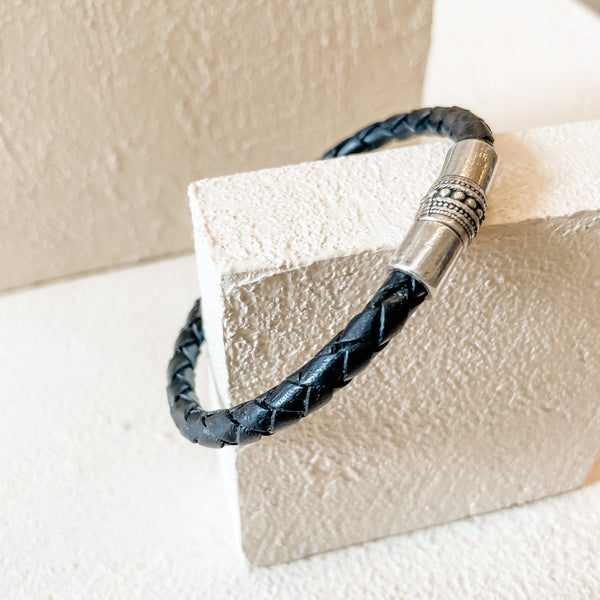 Luxury Leather Rope Bracelet - Caviar Black