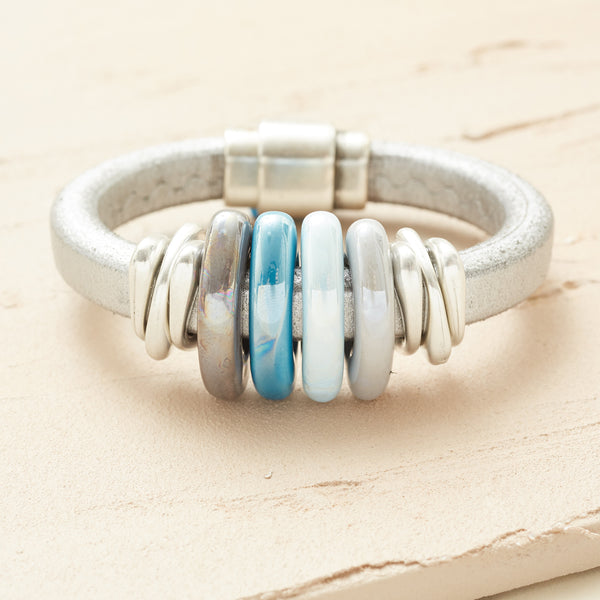 Aegean Leather & Ceramic Bracelet
